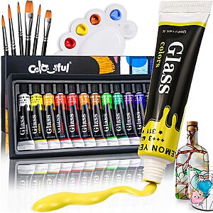 Colorful Stain Glass Paint Set,12 Colors 0.4 oz Paint for Kids to Arts $4.98