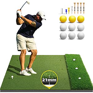 Bltend Elite Dual-Turf Golf Mat: 5x4ft 21mm Golf Hitting Mat Outdoor Indoor $84.99