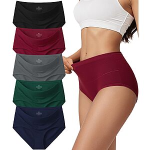 Vevmon Cotton Underwear for Women High Waisted Soft Ladies Panties 5 Pack $14.99