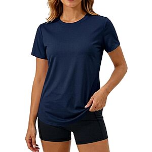 MAPICK Workout Tops for Women High Side Slit T-Shirt Soft Stretch Short Sleeve Tee Lightweight Casual Loose Fit Top $6.99