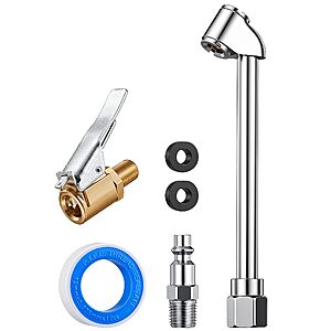 AstroAI Air Chuck Set for Tire Inflator, Heavy Duty Dual Head Air Chuck & Lock-On Brass Chuck with 1/4" NPT Quick Plug, Leak-Free Air Compressor Accessories for Truck/RV/Car $5.99