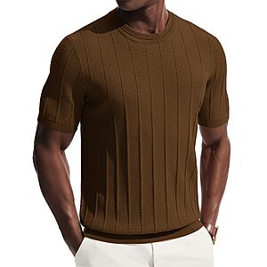 PJ PAUL JONES Men Casual Short Sleeve Crewneck Knit slim Fit Soft Tee Shirts $8.99