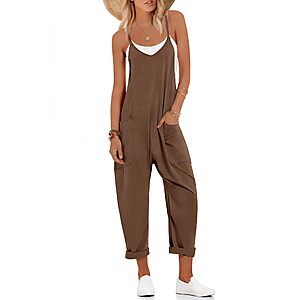 Ekouaer Womens Jumpsuit Sleeveless Casual Summer Overalls Jumpers Rompers $11.99