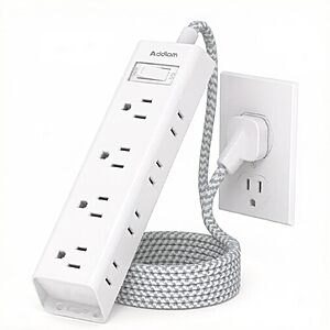 Addtam 12-Outlet White Braided Power Strip Surge Protector $9.99