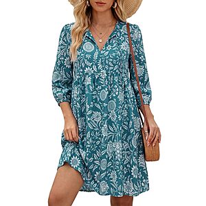 Kate Kasin Womens Baby Doll Summer Boho 3/4 Sleeve Mini Dress $13.99