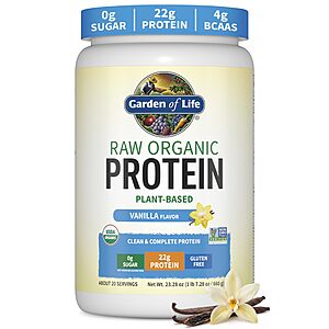[S&S] Garden of Life Protein Powder, Vegan Protein Powder, BCAA, Probiotics & Digestive Enzymes, Gluten & Lactose Free, Vanilla, 1.5 LB $24.22