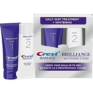 Crest 3D White Brilliance 2 Step Kit, Crest 3D White Toothpaste, Deep Clean Toothpaste (4oz) + Teeth Whitening Gel (2.3oz) $8.98