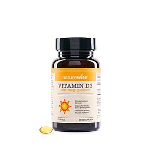 [S&S] NatureWise Vitamin D3 5000IU Supplement, Bone & Immune Health, 30 Softgels $3.60 @Amazon