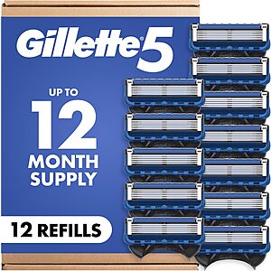 [S&S]Gillette 5 Men's 5-Blade Razor Blade Refills, 12 Count $24.82 at Amazon