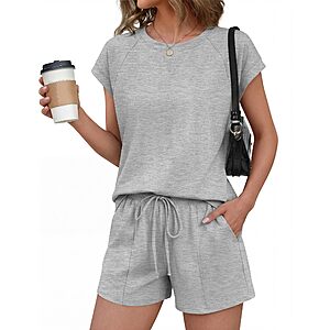 Ekouaer Cotton Pajamas for Women Set 2 Piece Cap Sleeve Lounge Sets $12.99 at Ekouaer via Amazon