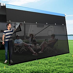 RV Awning Sun Shade Screen, 600D Top+ 8.11oz Bottom, for Awning 9'x12'3'' $21.99