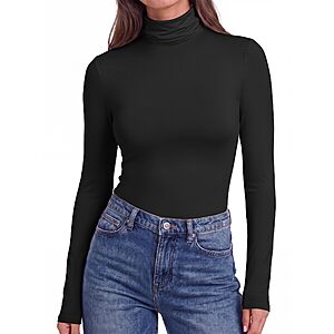 Ekouaer Womens Turtleneck Long Sleeve Shirts Basic Thermal Underwear Tops $4.99