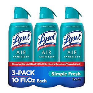 [S&S] Lysol Air Sanitizer Spray, Air Freshener Alternative, Simple Fresh 3-Pk $15.11