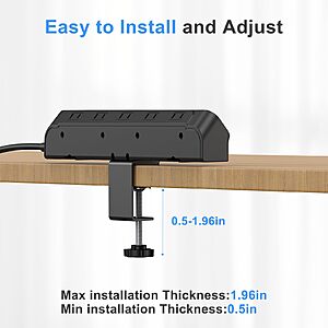 BEVA Desk Clamp Power Strip, Edge Mount, 10 AC Outlets 4 USB Ports $17.99