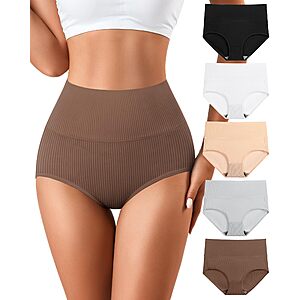 5- Pack J-pone Tummy Control Underwear for Women High Waisted Cotton Underwear Multipack XL XXL $9.98