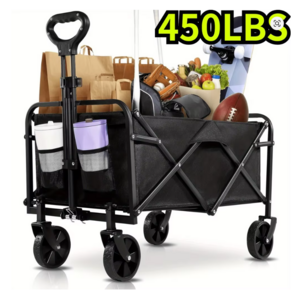 Folding Utility Wagon Cart w/ All Terrain Wheels and Adjustable Handle (450-Lb capacity) $19.21 Shipped
