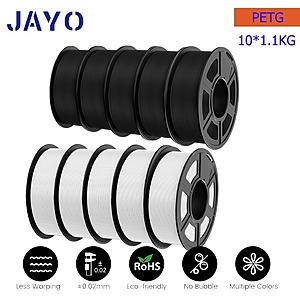 JAYO 11kg PETG 3D Filament 1.75mm 10 Rolls Tough & Durable Bulk Value $83.50 + Free Shipping