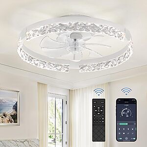 LEDIARY Flush Mount Ceiling Fans with Lights 20"/24"/19.7" 6-Speed Dimmable Remote Control Fan Lights from $39 + Free Shipping