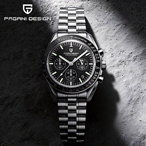 PAGANI DESIGN PD-1701 Men's Quartz Chronograph Watch 42mm Sapphire 100M Waterproof Black $55 + Free Shipping