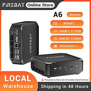 FIREBAT A6 Mini PC with AMD Ryzen 7 7735HS Processor 16GB LPDDR5 RAM 512GB SSD $333 + Free Shipping