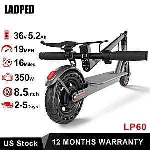 LADPED LP60 350W Electric Scooter 19MPH Speed 16 Miles Range 8.5"Tire $103 + Free Shipping $102.7