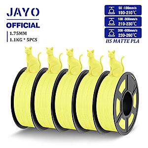 JAYO 5.5kg 3D Printer Filament 1.75mm 5 Rolls High Toughness PLA /TPU/ABS/PETG $35 + Free Shipping