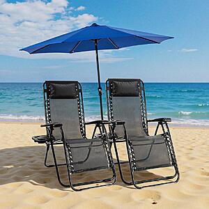 JHK 2-Pack Zero Gravity Patio Chair Foldable w/Cup Holder Tray Recliner for Outdoor Black $42 + Free Shipping