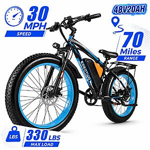 EOEOTWO E02 1500W Peak 48V20AH Electric Bike 26" Fat Tire Ebike Green $499 + Free Shipping