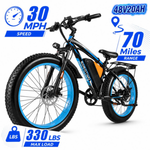 EOEOTWO E02 1500W Peak 48V20AH Electric Bike 26" Fat Tire Ebike blue $470 + Free Shipping