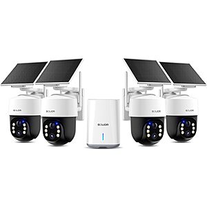 SOLIOM 4K Solar Security Cameras Wireless Outdoor System, 4-Cam Kit $172.10 AC + Free Shipping