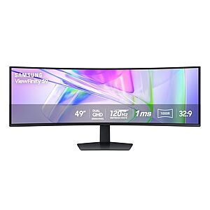 Samsung 49" Business Curved Ultrawide Dual QHD Computer Monitor, USB-C, DisplayPort, HDMI, 120Hz, VESA DisplayHDR 400, Built-in Speakers, Height Adjustable Stand $799.99