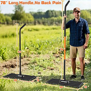 COZEER 30" x 10" Lawn Leveling Rake, Heavy Duty Stainless Steel Leveler Tool with 78" Adjustable Handle, Garden Yard Lawn Care for Garden, Golf Course, Farm and Pasture $29.99