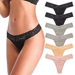 ANNYISON Underwear Women, T Back Low Waist See Through Panties Cotton Seamless Lace Thongs for Women, Multicoloured, Medium $5.69