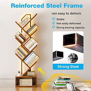 6-Tier 43.30" Casacomoda Tree Bookshelf w/ LED Lights (Vintage) $25.99 + Free S&H w/ Walmart+ or on $35+