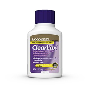 8.3-Oz GoodSense ClearLax Polyethylene Glycol 3350 Osmotic Laxative Powder $5.32 w/ S&S + Free Shipping w/ Prime or on $35+