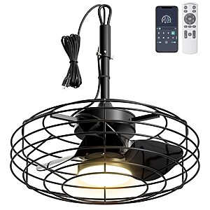 20" Coolbull Caged Outdoor Ceiling Fan w/ Dimmable Light, IP63 Waterproof & 16FT Plug-in Cord (Black) $39.46 + Free Shipping $39.59