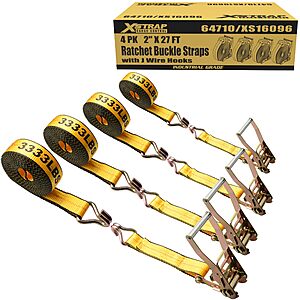 4-Pack 2"x27' XSTRAP STANDARD Heavy Duty Ratchet Tie Down Straps w/ Double J Hooks $39.95 + Free Shipping