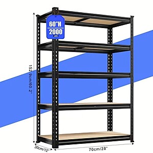 72"/60"H Garage Shelving Storage Shelves，2000LBS Capacity Heavy Duty Adjustable Storage Shelve $21.05
