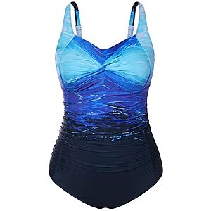 Hanna Nikole Women Plus Size One Piece Swimsuits Tummy Control Bathing Suit Twist Front Ruched Push Up Swimwear $14.99
