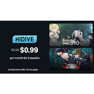 Amazon Prime Members: 2-Month HIDIVE Anime Streaming Subscription $0.99/Month via Amazon (Valid thru 5/25)