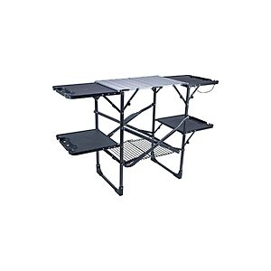 GCI OUTDOOR Slim-Fold Cook Station | Portable Folding Kitchen Table with a Heat Resistant Tabletop, 4 Side Tables & Storage Rack, Perfect for Picnics & Camping Trips