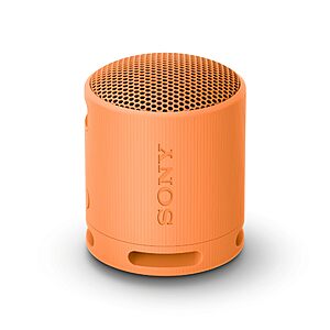 Sony SRS-XB100 Wireless Bluetooth Portable Lightweight Super-Compact Travel Speaker, Durable IP67 Waterproof & Dustproof Shower Speaker, 16 Hour Battery, Versatile Strap, & Hands-free Calling, Orange