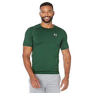Under Armour Men's Armour HeatGear Compression Short-Sleeve T-Shirt , Forest Green (301)/White, Large