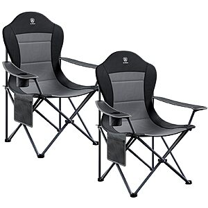 $69.99: 2-Pack EVER ADVANCED Folding Camping Chair with High Back Padded, Black