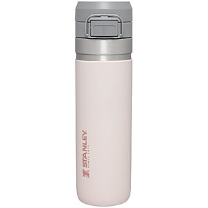 $18.75: Stanley Quick Flip GO Water Bottle 24 oz, Push Button Lid, Insulated Stainless Steel, BPA-Free, Rose Quartz at Amazon