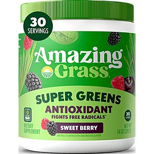 [S&S] $15.23: Amazing Grass Super Greens Powder Antioxidant Sweet Berry (30 Servings)