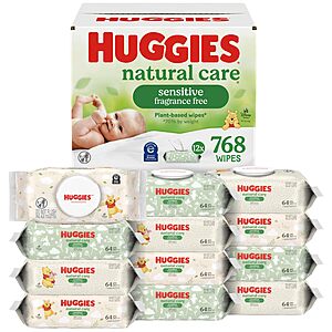 Huggies Natural Care Sensitive Baby Wipes - 12 Pack/768 Wipes - $13.79 with 15% Amazon S&amp;S