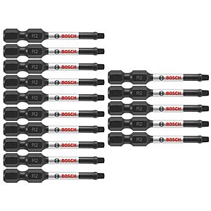BOSCH ITSQ22B 10-Pack 2 In. Square #2 Impact Tough Screwdriving Power Bits for $6