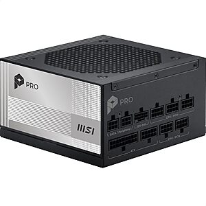 MSI PRO A850PL PCIE5, Fully Modular Gaming 850W Power Supply, 80+ Platinum, Native 12V-2x6 Cables, Server-Grade Capacitor, ATX 3.1 & PCIe 5.1 Ready, for $99.99 1000W for $119.99