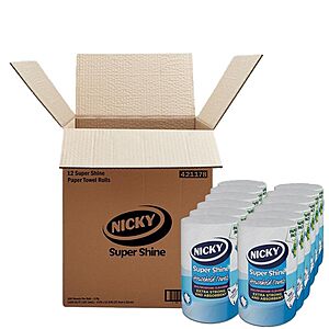 Nicky&reg; Super Shine Multipurpose Paper Towel | Plastic Free Packaging | Paper Wrap | Larger Sheets | 3 Ply | Ultra Strong and Absorbent for $15.39